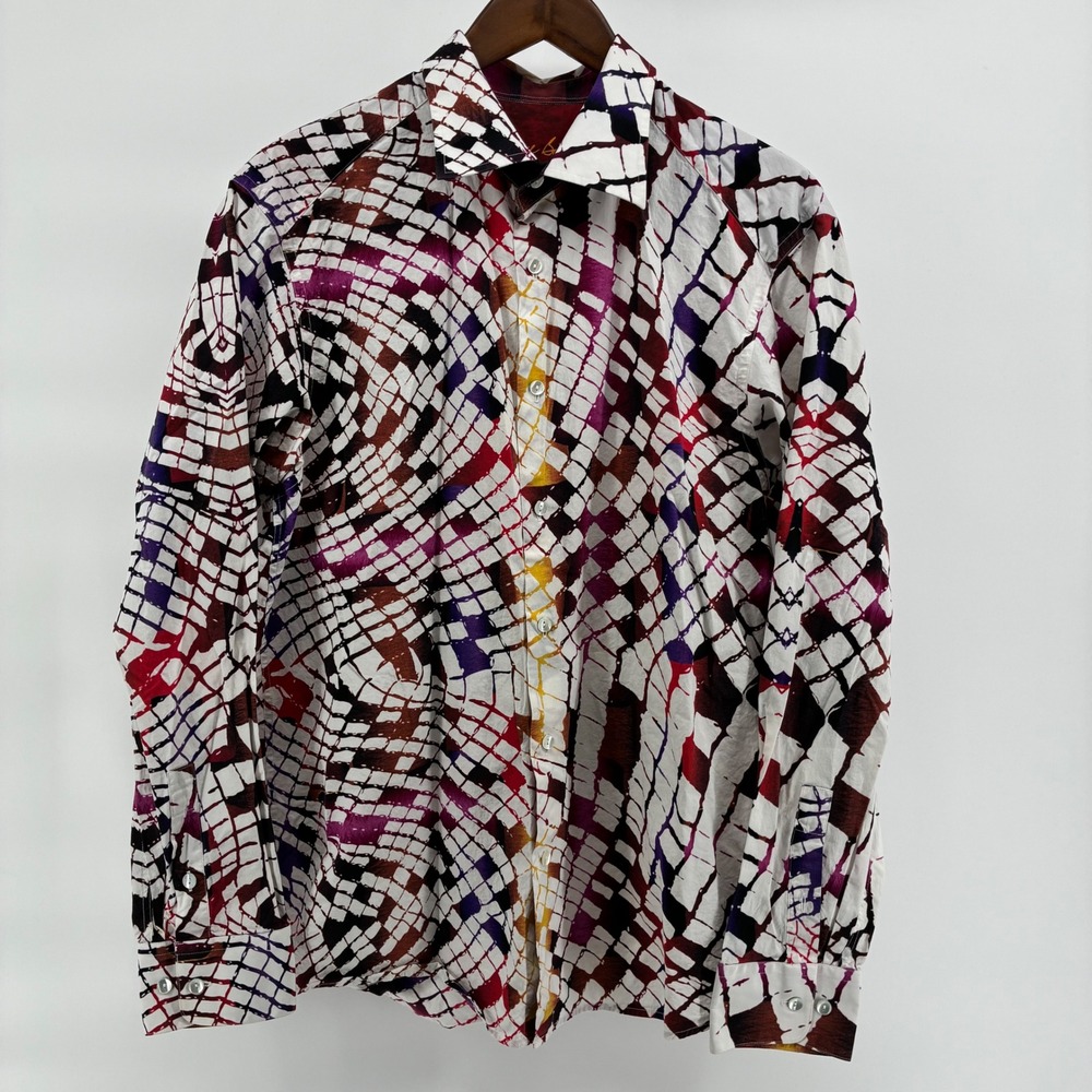 Jhane Barnes Limited Edition 1 of 175 Abstract Grid Cotton Button Down Shirt